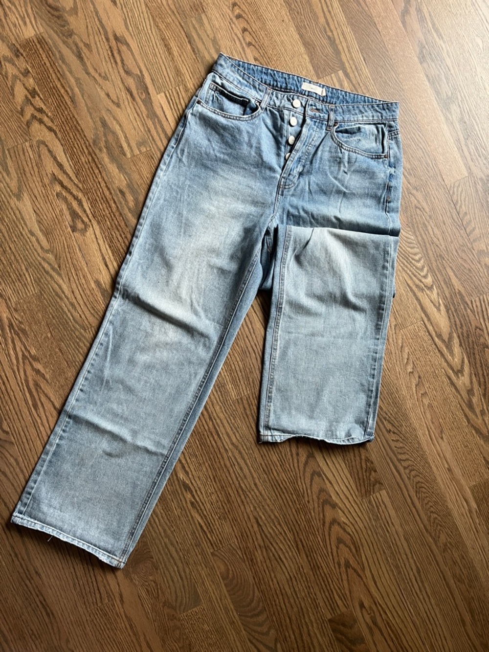 Women Light Wash Straight Leg Jeans - Light Blue 100% cotton